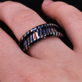 Heat Treated Titanium Damascus Ring Blank 8mm Wide 4mm Channel