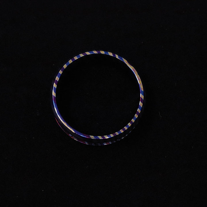 Heat Treated Titanium Damascus Ring Blank 8mm Wide 4mm Channel - The Opal Dealer