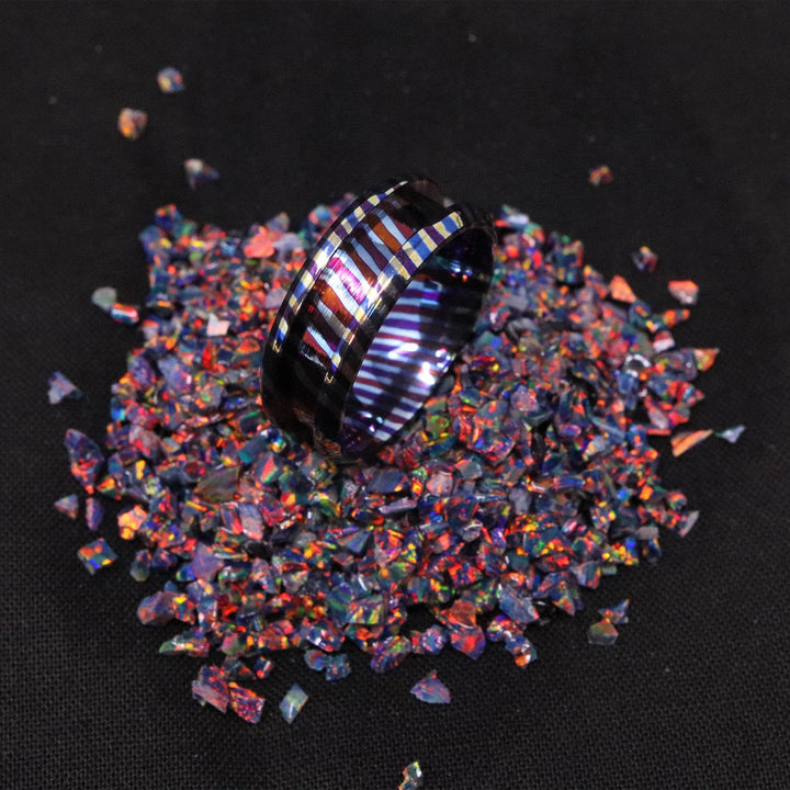 Heat Treated Titanium Damascus Ring Blank 8mm Wide 4mm Channel - The Opal Dealer
