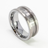 Faceted/Hammered Tungsten Ring Blank 8mm Wide 4mm Channel