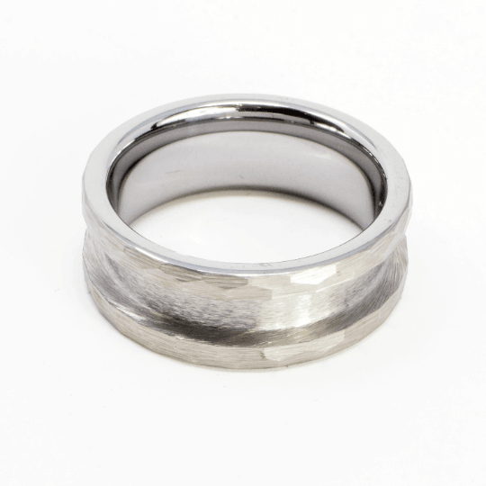 Faceted/Hammered Tungsten Ring Blank 8mm Wide 4mm Channel - The Opal Dealer