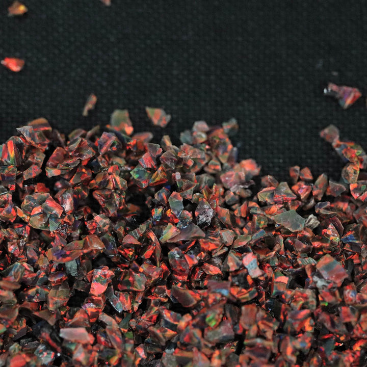 Aprilopal Dark Brown Crushed Astral Opal™ with Red Fire - Lab-Created Inlay ...