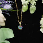 Faceted Moonstone Opal Necklace 14k Gold Plated 8mm