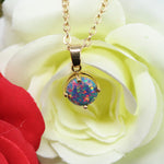 Faceted Moonstone Opal Necklace 14k Gold Plated 8mm