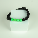 Nuclear Green Opal & Lava Stone Beaded Bracelet