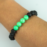 Nuclear Green Opal & Lava Stone Beaded Bracelet