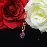 Faceted Orchid Opal Necklace 14k Gold Plated 8mm