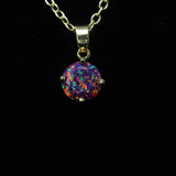 Faceted Orchid Opal Necklace 14k Gold Plated 8mm