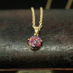 Faceted Orchid Opal Necklace 14k Gold Plated 8mm