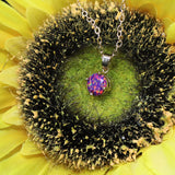 Faceted Orchid Opal Necklace 14k Gold Plated 8mm