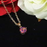 Faceted Orchid Opal Necklace 14k Gold Plated 8mm