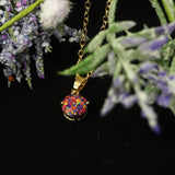 Faceted Orchid Opal Necklace 14k Gold Plated 8mm
