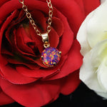 Faceted Orchid Opal Necklace 14k Gold Plated 8mm