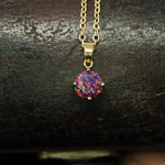 Faceted Orchid Opal Necklace 14k Gold Plated 8mm