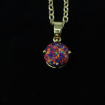 Faceted Orchid Opal Necklace 14k Gold Plated 8mm