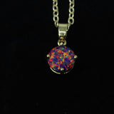 Faceted Orchid Opal Necklace 14k Gold Plated 8mm