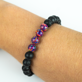 Orchid Opal & Lava Stone Beaded Bracelet - New Design