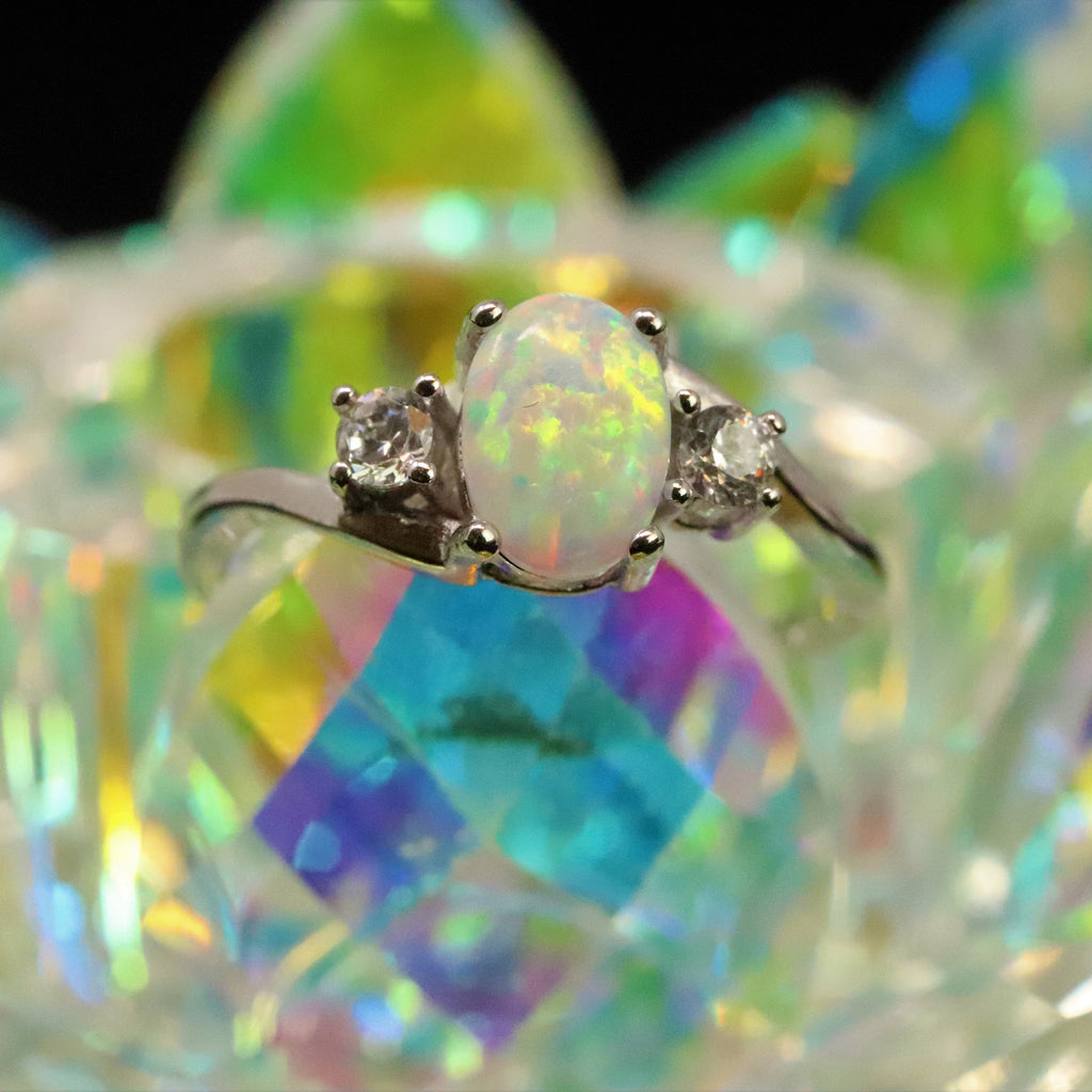 Opal and cheap cubic zirconia ring