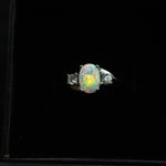 Oval Cut Pearl White Opal Ring with Cubic Zirconia - 925 Sterling Silver Statement Ring