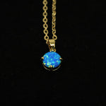 Faceted Pacific Sapphire Opal Necklace 14k Gold Plated 8mm