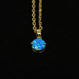 Faceted Pacific Sapphire Opal Necklace 14k Gold Plated 8mm