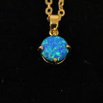 Faceted Pacific Sapphire Opal Necklace 14k Gold Plated 8mm