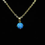 Faceted Pacific Sapphire Opal Necklace 14k Gold Plated 8mm