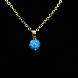 Faceted Pacific Sapphire Opal Necklace 14k Gold Plated 8mm