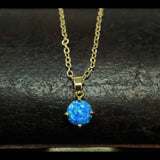 Faceted Pacific Sapphire Opal Necklace 14k Gold Plated 8mm