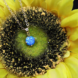 Faceted Pacific Sapphire Opal Necklace 14k Gold Plated 8mm