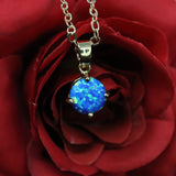 Faceted Pacific Sapphire Opal Necklace 14k Gold Plated 8mm