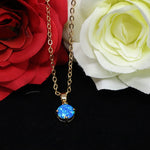 Faceted Pacific Sapphire Opal Necklace 14k Gold Plated 8mm
