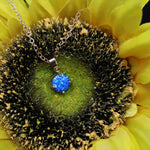 Faceted Pacific Sapphire Opal Necklace 14k Gold Plated 8mm