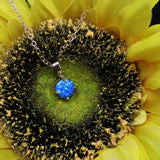 Faceted Pacific Sapphire Opal Necklace 14k Gold Plated 8mm