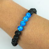 Pacific Sapphire Opal & Lava Stone Beaded Bracelet
