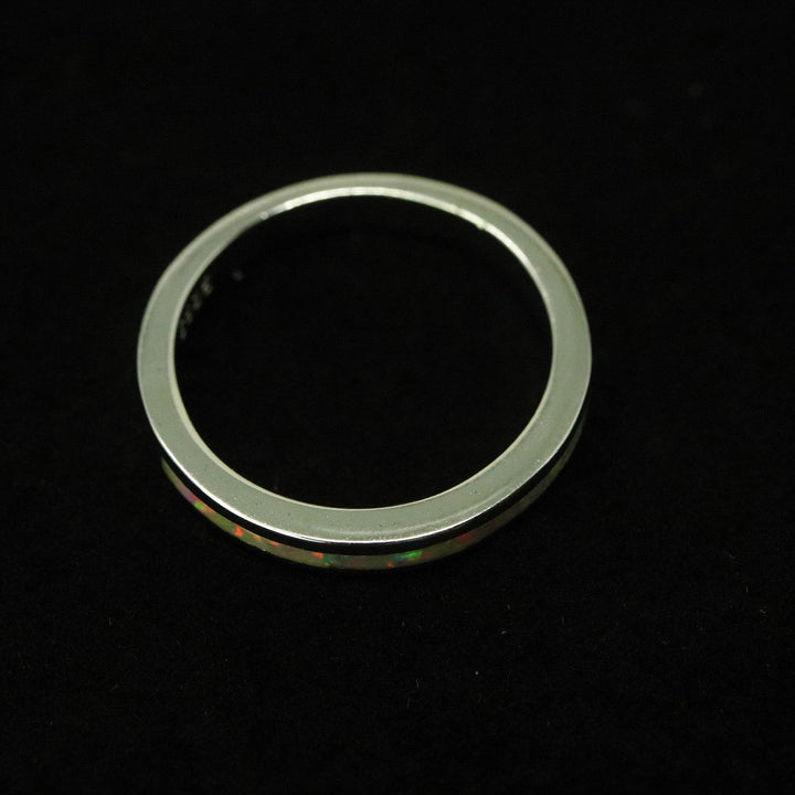 3mm Single Band Pearl White Opal Ring - 925 Sterling Silver Stackable Ring - The Opal Dealer
