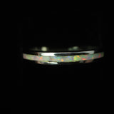 3mm Single Band Pearl White Opal Ring - 925 Sterling Silver Stackable Ring