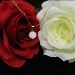 Faceted Pearl White Opal Necklace 14k Gold Plated 8mm