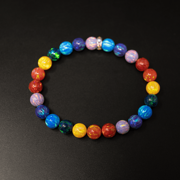 Rainbow Opal Beaded Bracelet - Alternating Color Pattern - The Opal Dealer