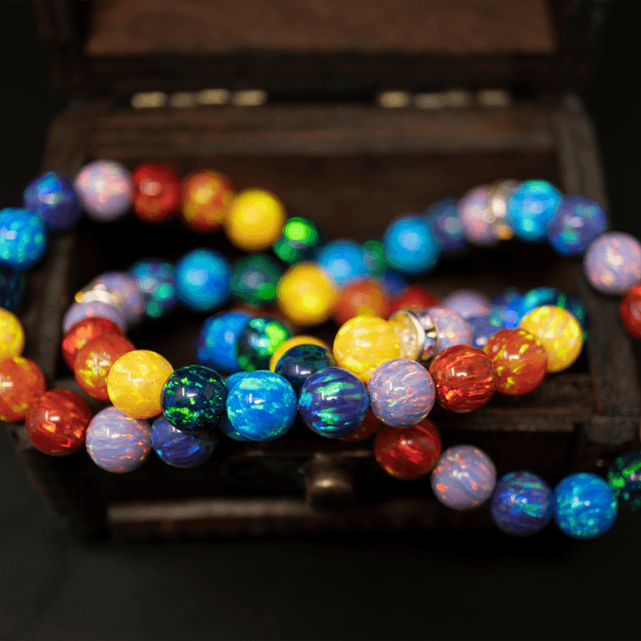Rainbow Opal Beaded Bracelet - Alternating Color Pattern - The Opal Dealer