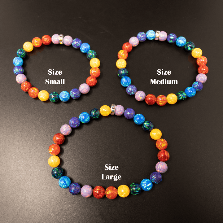 Rainbow Opal Beaded Bracelet - Alternating Color Pattern - The Opal Dealer