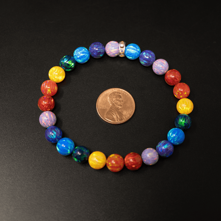 Rainbow Opal Beaded Bracelet - Alternating Color Pattern - The Opal Dealer