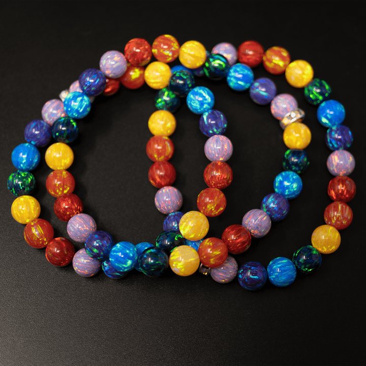 Rainbow Opal Beaded Bracelet - Alternating Color Pattern - The Opal Dealer