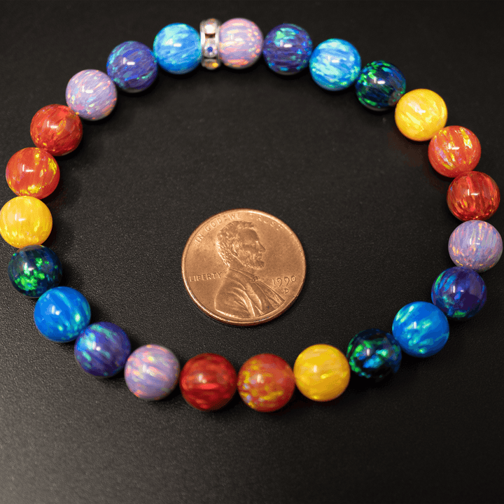 Rainbow Opal Beaded Bracelet - Alternating Color Pattern - The Opal Dealer