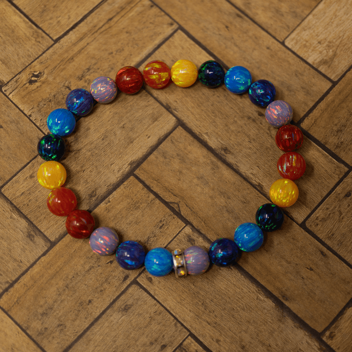 Rainbow Opal Beaded Bracelet - Alternating Color Pattern - The Opal Dealer