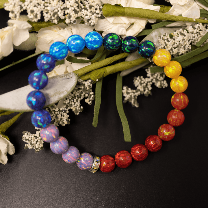 Rainbow Opal Beaded Bracelet - Continuous Color Pattern - The Opal Dealer