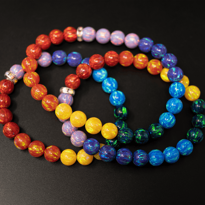 Rainbow Opal Beaded Bracelet - Continuous Color Pattern - The Opal Dealer