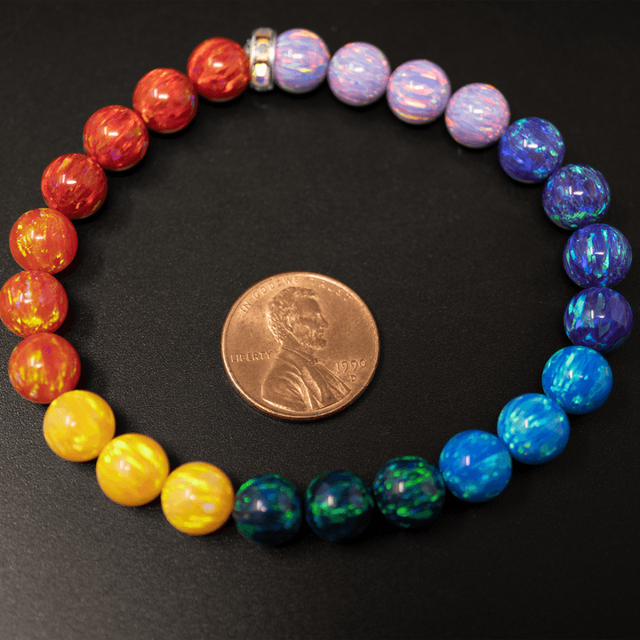 Rainbow Opal Beaded Bracelet - Continuous Color Pattern - The Opal Dealer