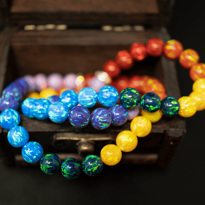 Rainbow Opal Beaded Bracelet - Continuous Color Pattern - The Opal Dealer