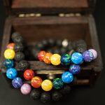 Rainbow Opal & Lava Stone Beaded Bracelet